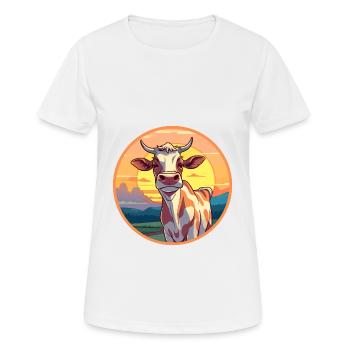 Kuh buntes Aquarell Cartoon Kawaii Tier - Frauen T-Shirt atmungsaktiv - Weiß - Vorne - AI Model Female 172 dark (172cm)