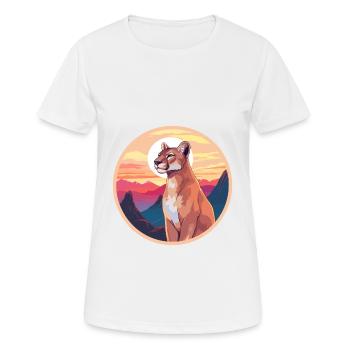 Cougar Aquarelle Colorée Dessin Animé Kawaii Animal - T-shirt respirant Femme - blanc - Devant - AI Model Female 172 dark (172cm)
