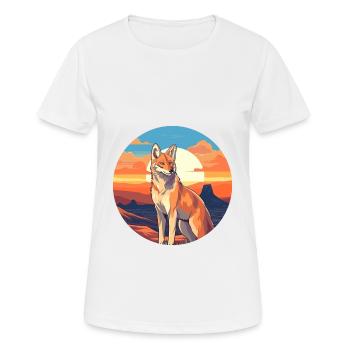 Coyote Colorful Watercolor Cartoon Kawaii Animal - Women's Breathable T-Shirt - white - Front - AI Model Female 172 dark (172cm)