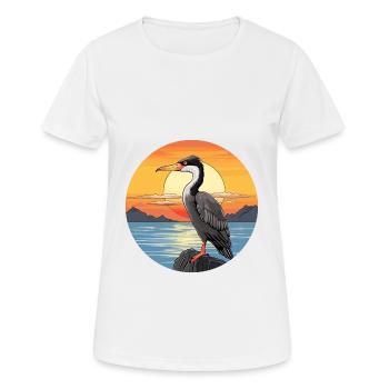 Kormoran Bunte Aquarell-Karikatur Kawaii Haustier - Frauen T-Shirt atmungsaktiv - Weiß - Vorne - AI Model Female 172 dark (172cm)