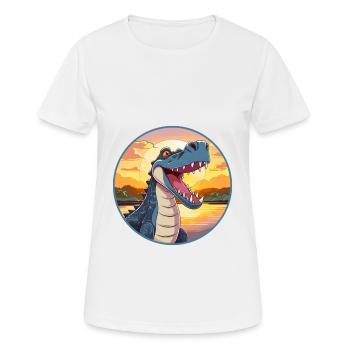 Crocodile Aquarelle Colorée Dessin Animé Kawaii Pet - T-shirt respirant Femme - blanc - Devant - AI Model Female 172 dark (172cm)