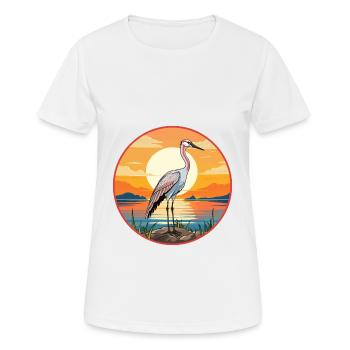Crane Pet Colorful Watercolor Cartoon Kawaii Pet - Women's Breathable T-Shirt - white - Front - AI Model Female 172 dark (172cm)