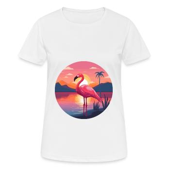 Flamingo Colorful Watercolor Cartoon Kawaii Animal - Women's Breathable T-Shirt - white - Front - AI Model Female 172 dark (172cm)