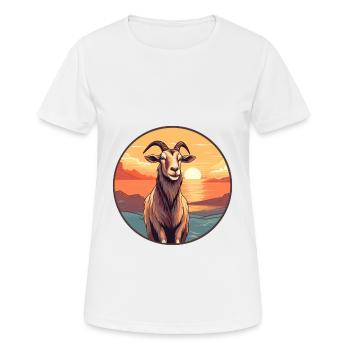 Goat Colorful Watercolor Cartoon Kawaii Animal - Women's Breathable T-Shirt - white - Front - AI Model Female 172 dark (172cm)