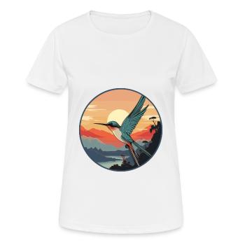 Colibri coloré aquarelle dessin animé kawaii animal de compagnie - T-shirt respirant Femme - blanc - Devant - AI Model Female 172 dark (172cm)