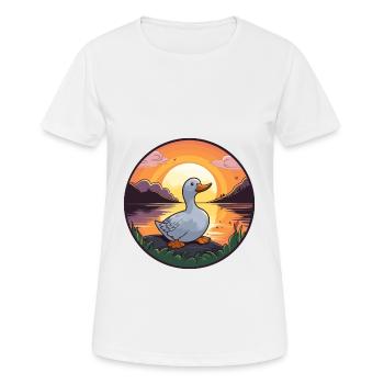 Duck Colorful Watercolor Cartoon Kawaii Animal - Women's Breathable T-Shirt - white - Front - AI Model Female 172 dark (172cm)