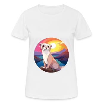 Ferret Colorful Watercolor Cartoon Kawaii Animal - Women's Breathable T-Shirt - white - Front - AI Model Female 172 dark (172cm)