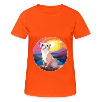 Ferret Colorful Watercolor Cartoon Kawaii Animal - Women's Breathable T-Shirt - neon orange - Front - AI Model Female 172 dark (172cm)