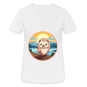 Hedgehog Colorful Watercolor Cartoon Kawaii Animal - Women's Breathable T-Shirt - white - Front - AI Model Female 172 dark (172cm)