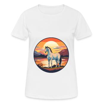 Pferd buntes Aquarell Karikatur Kawaii Tier - Frauen T-Shirt atmungsaktiv - Weiß - Vorne - AI Model Female 172 dark (172cm)