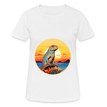 Iguana Colorful Watercolor Cartoon Kawaii Animal - Women's Breathable T-Shirt - white - Front - AI Model Female 172 dark (172cm)