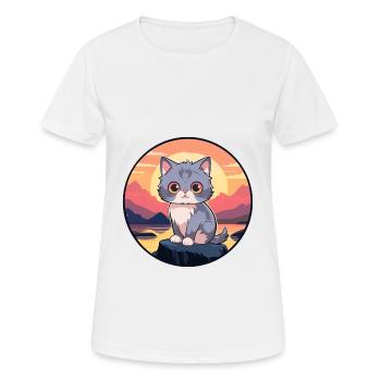 Chaton coloré aquarelle dessin animé kawaii animal - T-shirt respirant Femme - blanc - Devant - AI Model Female 172 dark (172cm)