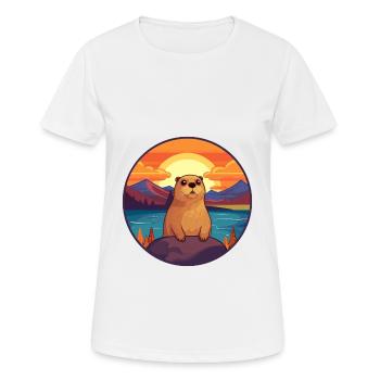 Gopher Colorful Watercolor Cartoon Kawaii Animal - Women's Breathable T-Shirt - white - Front - AI Model Female 172 dark (172cm)