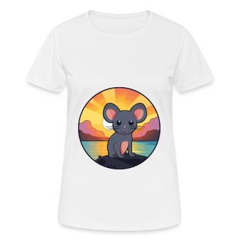 Mouse Colorful Watercolor Cartoon Kawaii Animal - Women's Breathable T-Shirt - white - Front - AI Model Female 172 dark (172cm)