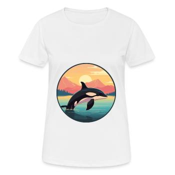 Orca Colorful Watercolor Cartoon Kawaii Animal - Women's Breathable T-Shirt - white - Front - AI Model Female 172 dark (172cm)