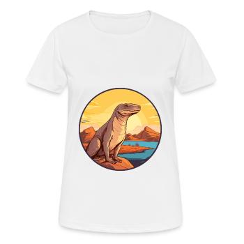 Komodo Dragon Aquarelle Colorée Dessin Animé Kawaii - T-shirt respirant Femme - blanc - Devant - AI Model Female 172 dark (172cm)