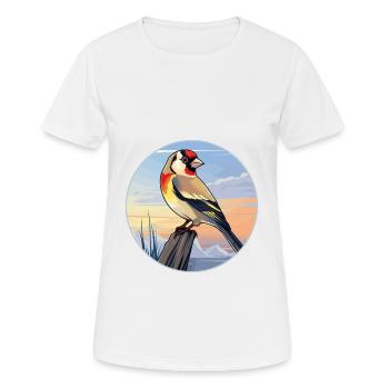 Stieglitz Bunte Aquarell-Karikatur Kawaii Haustier - Frauen T-Shirt atmungsaktiv - Weiß - Vorne - AI Model Female 172 dark (172cm)