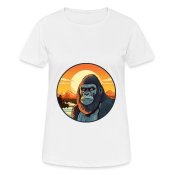 Gorilla Buntes Aquarell Cartoon Kawaii Tier - Frauen T-Shirt atmungsaktiv - Weiß - Vorne - AI Model Female 172 dark (172cm)