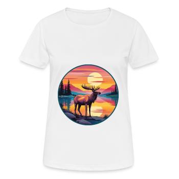 Moose Colorful Watercolor Cartoon Kawaii Animal - Women's Breathable T-Shirt - white - Front - AI Model Female 172 dark (172cm)