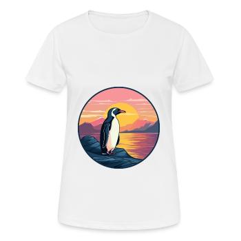 Penguin Colorful Watercolor Cartoon Kawaii Animal - Women's Breathable T-Shirt - white - Front - AI Model Female 172 dark (172cm)