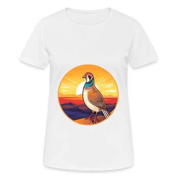 Perdrix coloré aquarelle dessin animé Kawaii animal de compagnie - T-shirt respirant Femme - blanc - Devant - AI Model Female 172 dark (172cm)