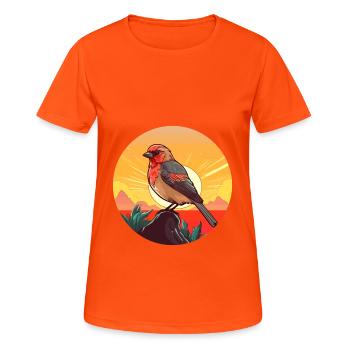 Finch Buntes Aquarell Cartoon Kawaii Tier - Frauen T-Shirt atmungsaktiv - Neonorange - Vorne - AI Model Female 172 dark (172cm)
