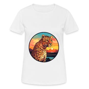 Leopard Colorful Watercolor Cartoon Kawaii Animal - Women's Breathable T-Shirt - white - Front - AI Model Female 172 dark (172cm)