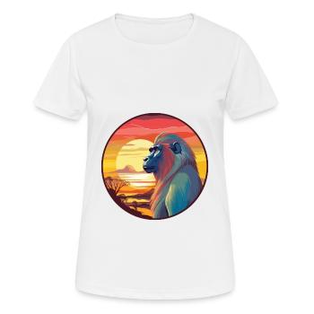 Mandrill Colorful Watercolor Cartoon Kawaii Animal - Women's Breathable T-Shirt - white - Front - AI Model Female 172 dark (172cm)