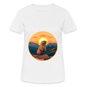 Und täglich grüßt das Murmeltier bunte Aquarell-Karikatur Kawaii Haustier - Frauen T-Shirt atmungsaktiv - Weiß - Vorne - AI Model Female 172 dark (172cm)