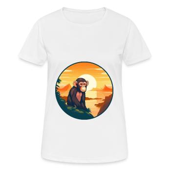 Monkey Colorful Watercolor Cartoon Kawaii Animal - Women's Breathable T-Shirt - white - Front - AI Model Female 172 dark (172cm)