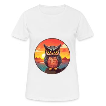 Owl Colorful Watercolor Cartoon Kawaii Animal - Women's Breathable T-Shirt - white - Front - AI Model Female 172 dark (172cm)