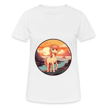 Pony buntes Aquarell Cartoon Kawaii Tier - Frauen T-Shirt atmungsaktiv - Weiß - Vorne - AI Model Female 172 dark (172cm)