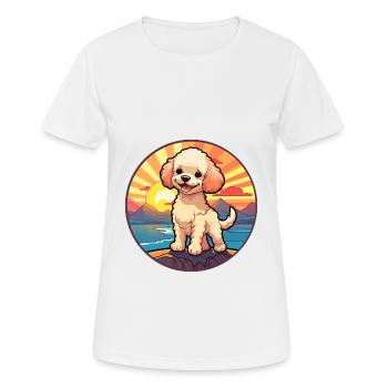 Poodle Dog Colorful Watercolor Cartoon Kawaii Pet - Women's Breathable T-Shirt - white - Front - AI Model Female 172 dark (172cm)