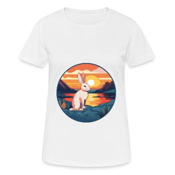 Rabbit Colorful Watercolor Cartoon Kawaii Animal - Women's Breathable T-Shirt - white - Front - AI Model Female 172 dark (172cm)