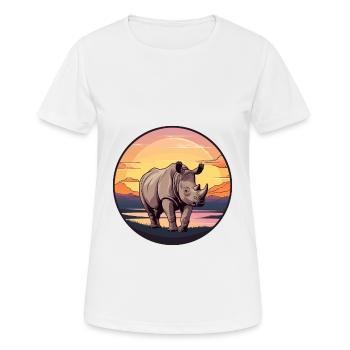 Nashorn buntes Aquarell Cartoon Kawaii Tier - Frauen T-Shirt atmungsaktiv - Weiß - Vorne - AI Model Female 172 dark (172cm)