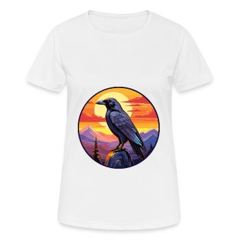 Raven Colorful Watercolor Cartoon Kawaii Animal - Women's Breathable T-Shirt - white - Front - AI Model Female 172 dark (172cm)