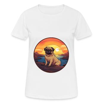 Pug Dog Colorful Watercolor Cartoon Kawaii Animal - Women's Breathable T-Shirt - white - Front - AI Model Female 172 dark (172cm)