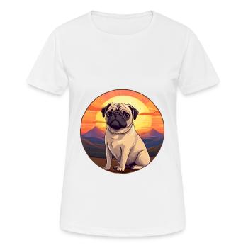 Pug Dog Colorful Watercolor Cartoon Kawaii Animal - Women's Breathable T-Shirt - white - Front - AI Model Female 172 dark (172cm)