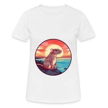 Rat Colorful Watercolor Cartoon Kawaii Animal - Women's Breathable T-Shirt - white - Front - AI Model Female 172 dark (172cm)