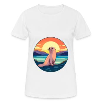 Seal Colorful Watercolor Cartoon Kawaii Animal - Women's Breathable T-Shirt - white - Front - AI Model Female 172 dark (172cm)