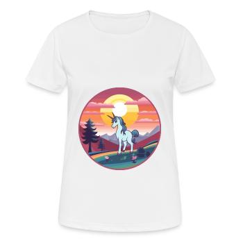Unicorn Colorful Watercolor Cartoon Kawaii Animal - Women's Breathable T-Shirt - white - Front - AI Model Female 172 dark (172cm)