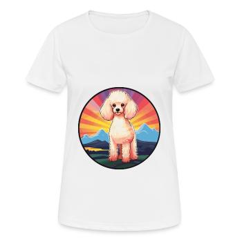 Poodle Dog Colorful Watercolor Cartoon Kawaii Pet - Women's Breathable T-Shirt - white - Front - AI Model Female 172 dark (172cm)