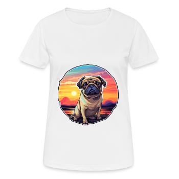 Pug Dog Colorful Watercolor Cartoon Kawaii Animal - Women's Breathable T-Shirt - white - Front - AI Model Female 172 dark (172cm)