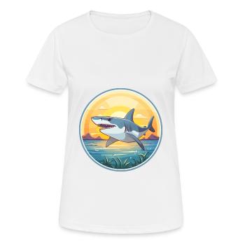 Requin Aquarelle Colorée Dessin Animé Kawaii Animal - T-shirt respirant Femme - blanc - Devant - AI Model Female 172 dark (172cm)