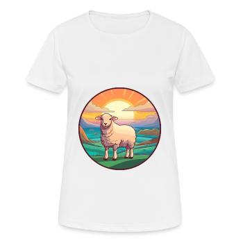 Sheep Colorful Watercolor Cartoon Kawaii Animal - Women's Breathable T-Shirt - white - Front - AI Model Female 172 dark (172cm)