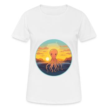 Squid Colorful Watercolor Cartoon Kawaii Animal - Women's Breathable T-Shirt - white - Front - AI Model Female 172 dark (172cm)