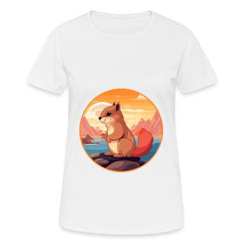 Eichhörnchen buntes Aquarell Cartoon Kawaii Tier - Frauen T-Shirt atmungsaktiv - Weiß - Vorne - AI Model Female 172 dark (172cm)