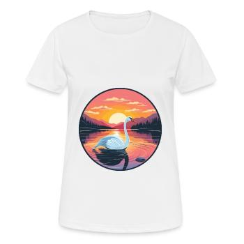 Cygne Aquarelle Colorée Dessin Animé Kawaii Animal - T-shirt respirant Femme - blanc - Devant - AI Model Female 172 dark (172cm)