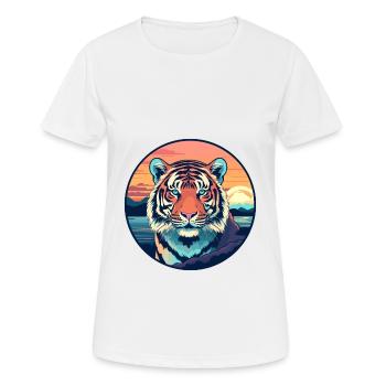 Tiger Colorful Watercolor Cartoon Kawaii Animal - Women's Breathable T-Shirt - white - Front - AI Model Female 172 dark (172cm)