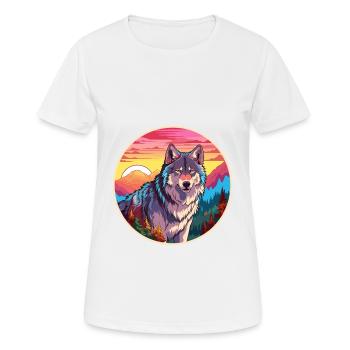 Wolf Colorful Watercolor Cartoon Kawaii Animal - Women's Breathable T-Shirt - white - Front - AI Model Female 172 dark (172cm)
